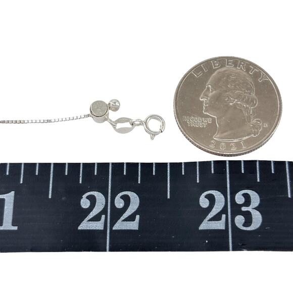 Box Link Chain Necklace | Vintage Sterling Silver 925 | Adjustable up to 22.5" - Picture 2 of 3